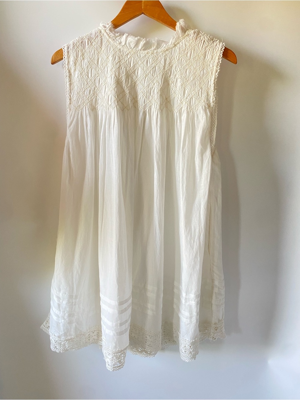 NWT Free People Ivory Lace Yoke Boho Mini Dress Small